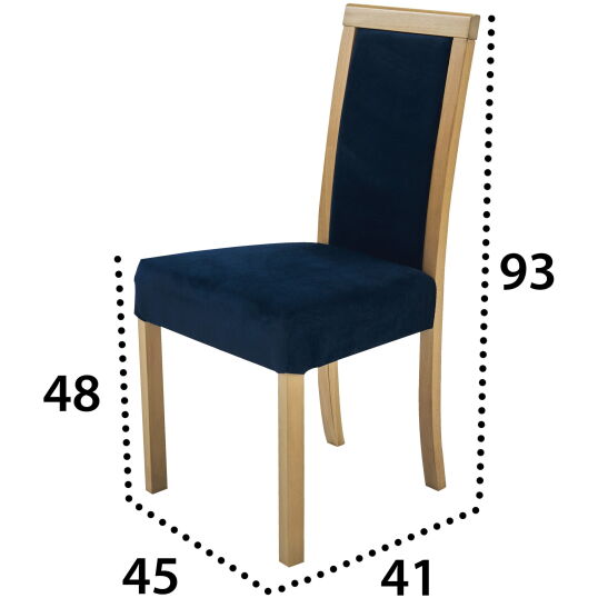 Dimensiuni Scaun din lemn masiv de fag tapitat cu stofa S 38 Roma3 Grand 21 scaled 1