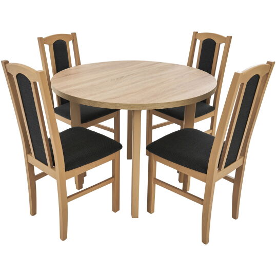 Set masa cu 4 scaune tapitate MB 12 Poli2 si S 37 Boss7 S11 Sonoma lemn masiv de fag si stofa scaled 1