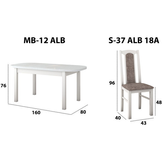 Set masa extensibila 160 x 200 cm cu 6 scaune tapitate mb 12 venus1 si s 37 boss7 b18a 2 scaled 1