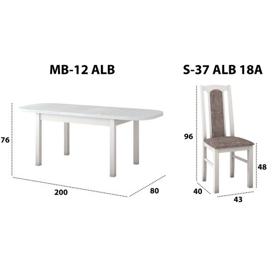 Set masa extensibila 160 x 200 cm cu 6 scaune tapitate mb 12 venus1 si s 37 boss7 b18a 3 scaled 1
