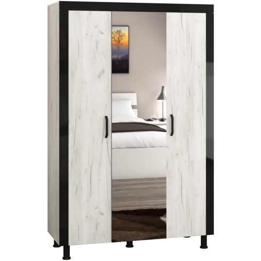 Dressing Omega, Alb murdar, Cu oglinda, 130x202x52 cm, PAL - imagine 2