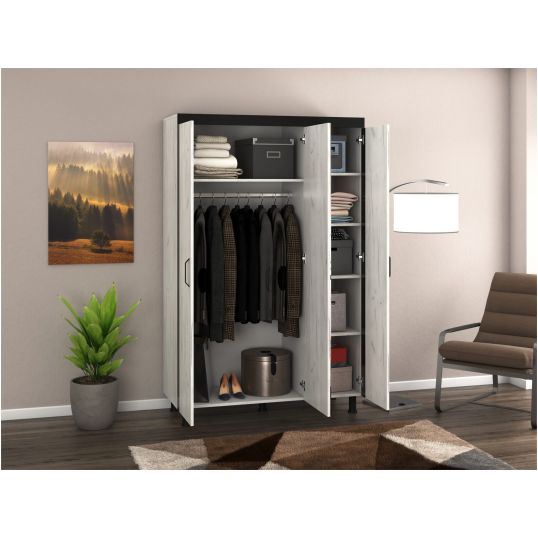 Dressing Omega, Alb murdar, Cu oglinda, 130x202x52 cm, PAL - imagine 5