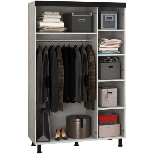 Dressing Omega, Alb murdar, Cu oglinda, 130x202x52 cm, PAL - imagine 4