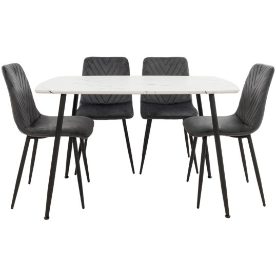 Set Masa MB-88, Alb, 120x75x80 cm, cu 4 Scaune S-206 Gri, 88x43x48 cm - imagine 2