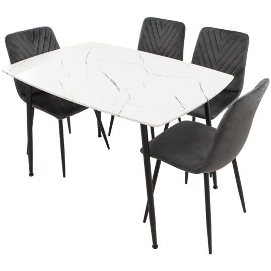 Set Masa MB-88, Alb, 120x75x80 cm, cu 4 Scaune S-206 Gri, 88x43x48 cm - imagine 4