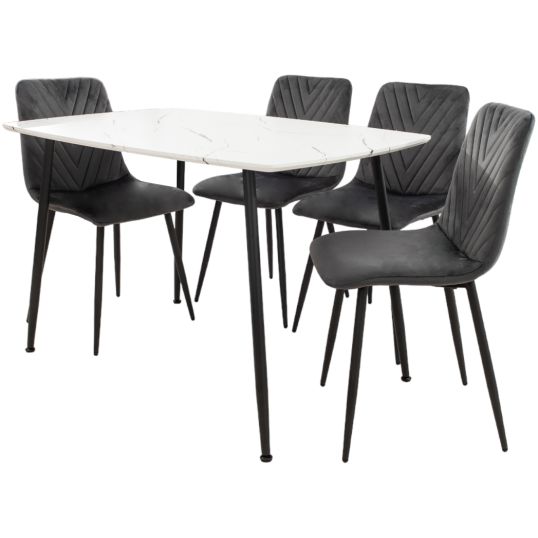 Set Masa MB-88, Alb, 120x75x80 cm, cu 4 Scaune S-206 Gri, 88x43x48 cm - imagine 5