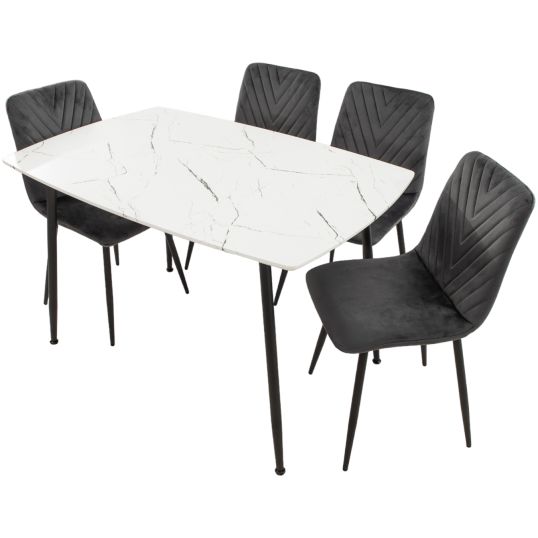 Set Masa MB-88, Alb, 120x75x80 cm, cu 4 Scaune S-206 Gri, 88x43x48 cm - imagine 6